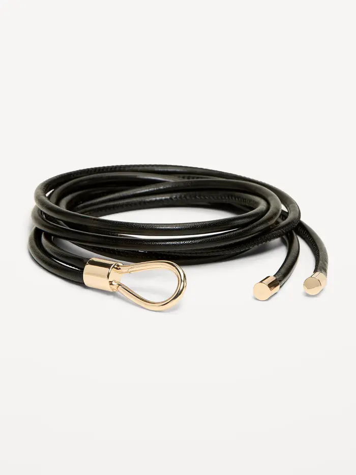 Faux-Leather Wrap Belt - Black Jack