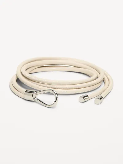 Faux-Leather Wrap Belt - Bone