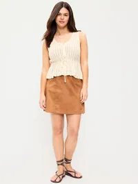 Faux-Suede Mini Skirt - Classic Camel — view 5