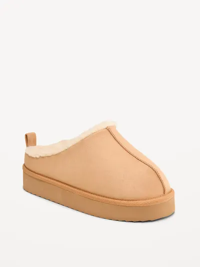 Faux-Suede Platform Mule Slippers for Girls - Tan