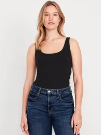 First-Layer Ribbed Scoop-Neck Tank Top - Black Jack — view 5