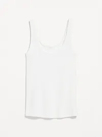First-Layer Ribbed Scoop-Neck Tank Top - Calla Lily White — view 4