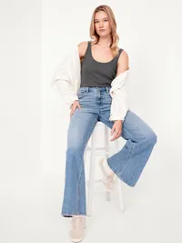 First-Layer Ribbed Scoop-Neck Tank Top - Medium Gray — view 3