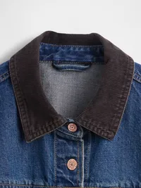 Fitted Longline Denim Jacket - Medium wash — view 4