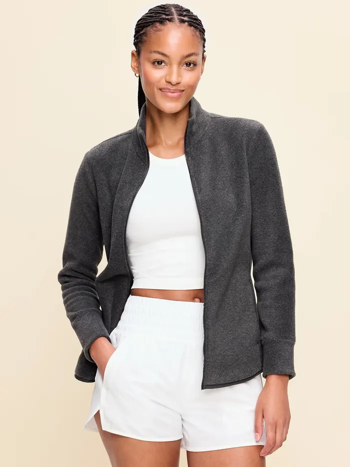 Fitted Performance Fleece Full-Zip Jacket - Dark Heather Gray