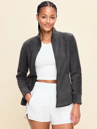 Fitted Performance Fleece Full-Zip Jacket - Dark Heather Gray