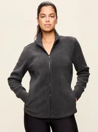 Fitted Performance Fleece Full-Zip Jacket - Dark Heather Gray — view 5