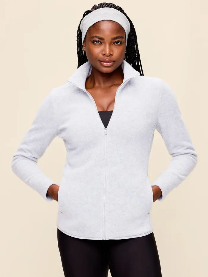 Fitted Performance Fleece Full-Zip Jacket - Heather Grey