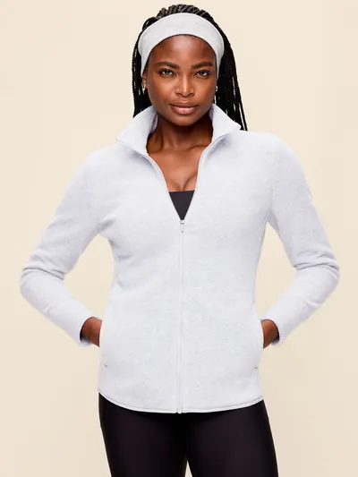 Fitted Performance Fleece Full-Zip Jacket - Heather Grey