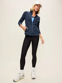 Fitted Performance Fleece Full-Zip Jacket - In the Navy — view 3