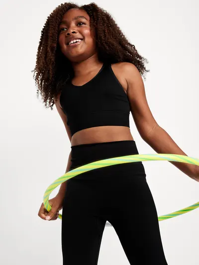 Fitted Seamless Performance Bra for Girls - Black Jack