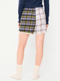 Flannel Boxer Pajama Shorts - Light Blue Plaid — view 2