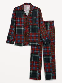Flannel Pajama Set for Men - Patchwork Plaid — view 2