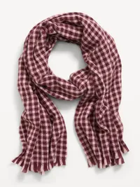 Flannel Printed Scarf - Pink Plaid — view 2
