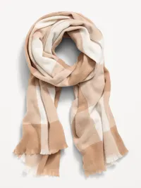Flannel Printed Scarf - White Check — view 2
