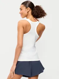 Fluid Seamless Fitted Racerback Tank - White Stripe — view 2