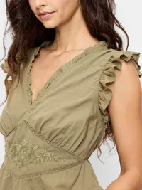 Flutter-Sleeve Embroidered Top - Bare Ground — view 4