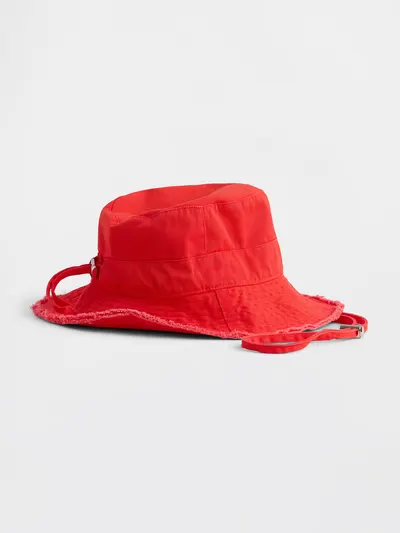 Frayed Bucket Hat - Hot red