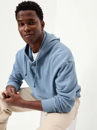 French Terry Pullover Hoodie - Abyss Blue — view 3