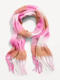 Fringed Scarf - Big Pink Plaid — view 2