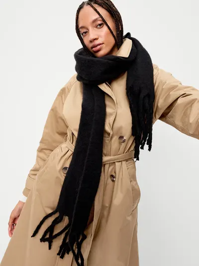 Fringed Scarf - Black Jack