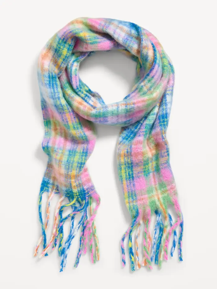 Fringed Scarf - Multi Plaid