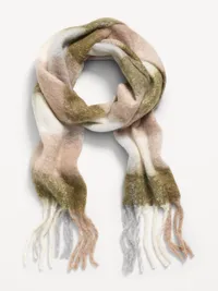 Fringed Scarf - Neutral Plaid — view 2