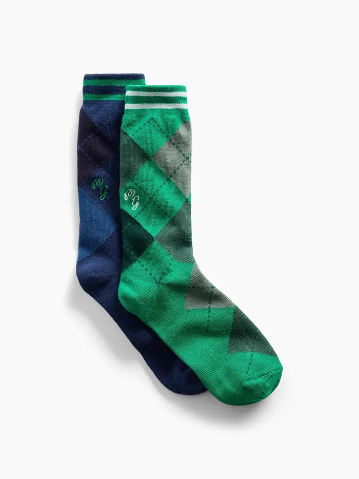 Gap × Malbon Argyle Crew Socks (2-Pack) - Argyle