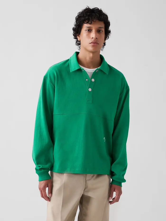 Gap × Malbon Oversized Polo Pullover - Green heath