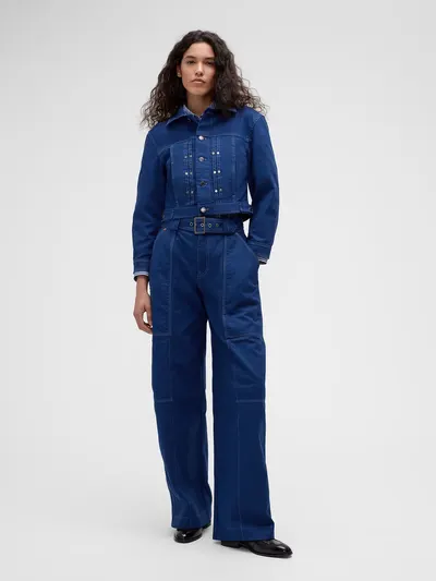 GapStudio Canvas Belted Utility Pants - Blue