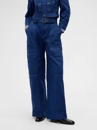 GapStudio Canvas Belted Utility Pants - Blue — view 2