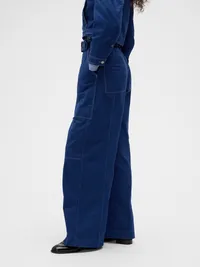 GapStudio Canvas Belted Utility Pants - Blue — view 3