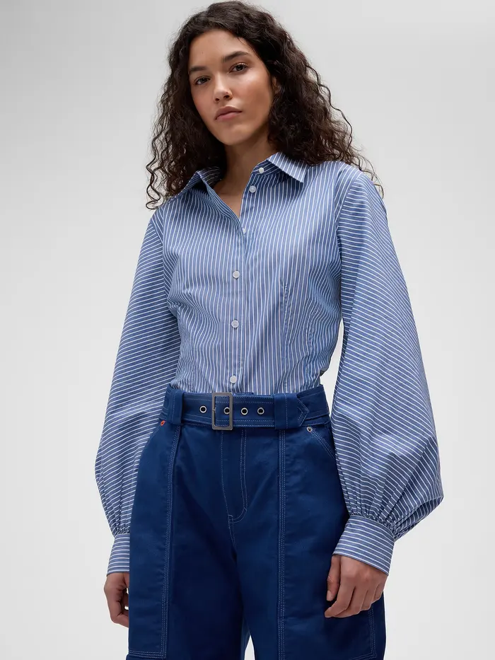 GapStudio Poplin Fitted Shirt - Blue stripe