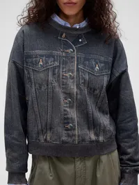 GapStudio Printed Denim Sweatshirt - Dark denim — view 4