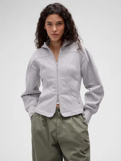 GapStudio Structured Zip Hoodie - Heather grey