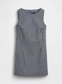Gingham Denim Shift Mini Dress - Navy blue gingham — view 5