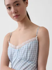 Gingham Midi Slip Dress - Light blue gingham — view 4