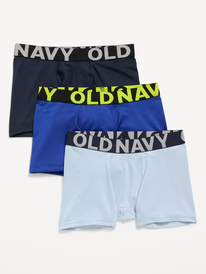Go-Dry Boxer-Briefs Performance Underwear 3-Pack for Boys - Light Blue Combo