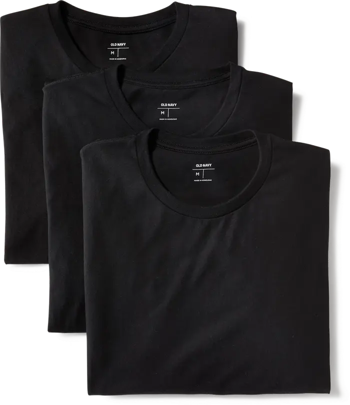 Go-Dry Crew-Neck T-Shirts 3-Pack - Black Jack