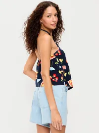 Handkerchief Halter Top - Blue Multi Print — view 2