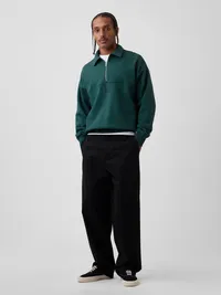 Heavyweight Oversized Logo Half-Zip Pullover - Deep hunter green — view 2