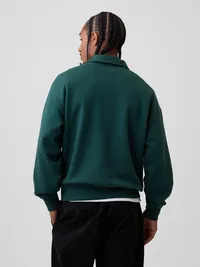 Heavyweight Oversized Logo Half-Zip Pullover - Deep hunter green — view 3