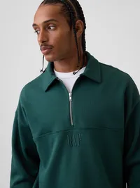 Heavyweight Oversized Logo Half-Zip Pullover - Deep hunter green — view 4