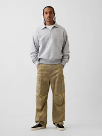 Heavyweight Oversized Logo Half-Zip Pullover - Light heather grey — view 2