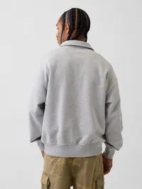 Heavyweight Oversized Logo Half-Zip Pullover - Light heather grey — view 3