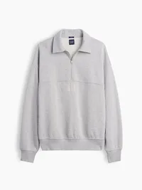 Heavyweight Oversized Logo Half-Zip Pullover - Light heather grey — view 5