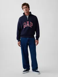 Heavyweight Oversized Logo Half-Zip Pullover - new classic navy — view 2