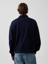 Heavyweight Oversized Logo Half-Zip Pullover - New classic navy blue — view 3
