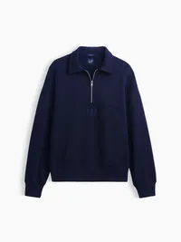 Heavyweight Oversized Logo Half-Zip Pullover - New classic navy blue — view 5