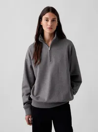 Heavyweight Oversized Quarter-Zip Pullover - Charcoal grey — view 5